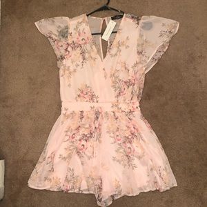 Pink floral romper